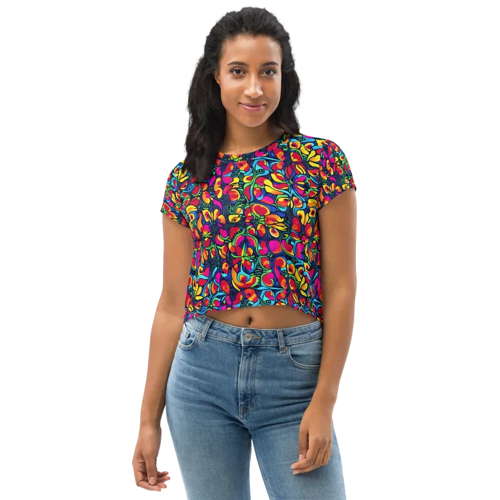 Neon Garden on Crop Tee — Front