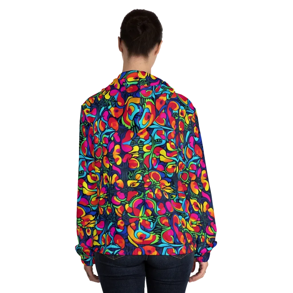Neon Garden on Women's Full-Zip Hoodie — Back On Person