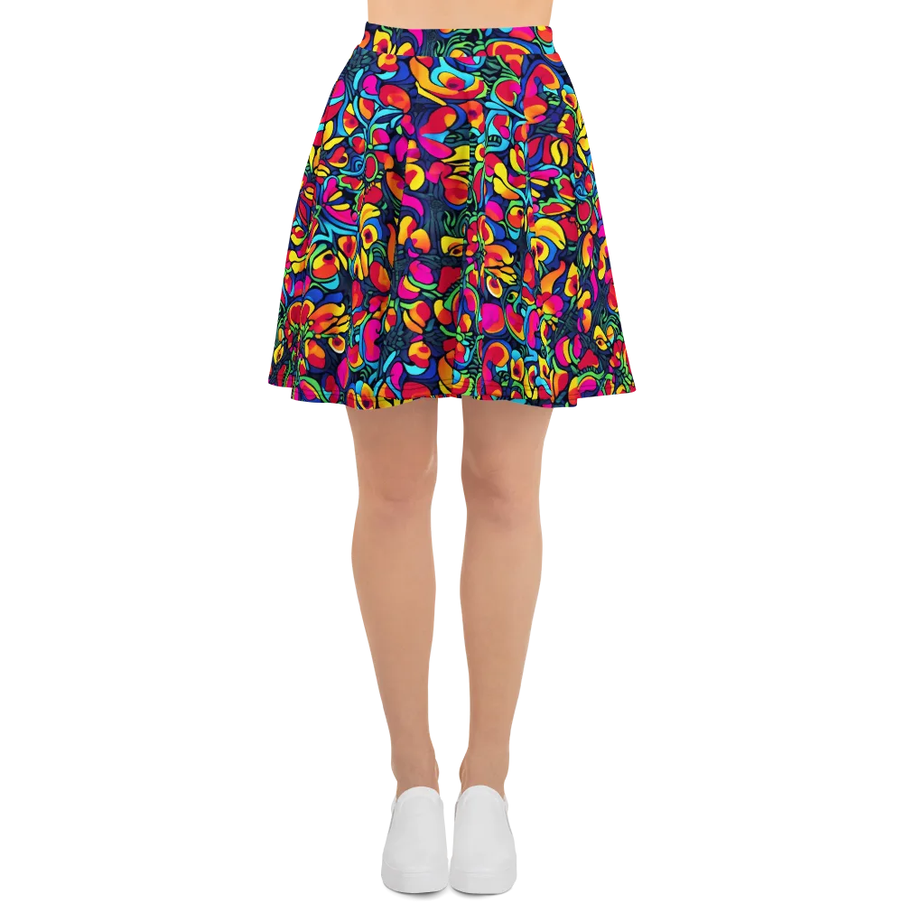 Neon Garden on Skater Skirt — Front