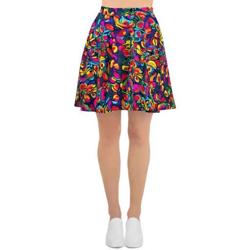 Neon Garden on a Skater Skirt