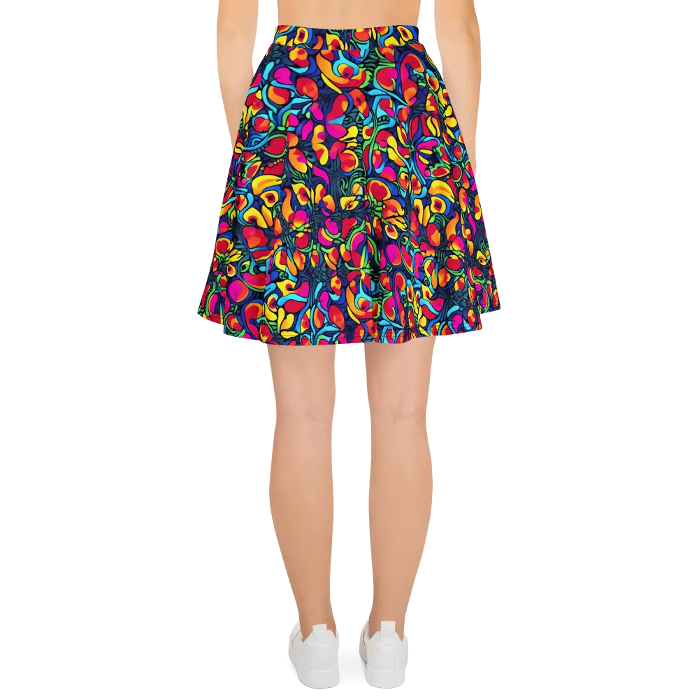 Neon Garden on Skater Skirt — Back