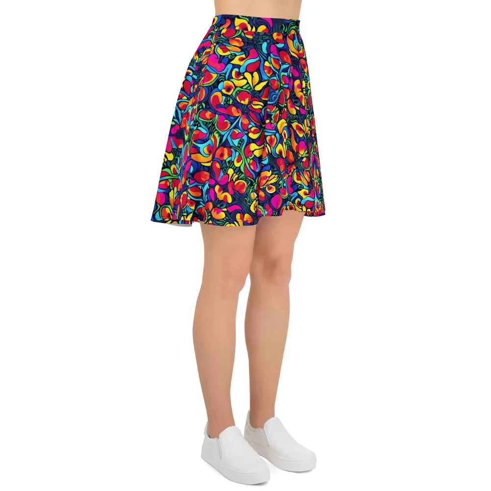 Neon Garden on Skater Skirt — Right