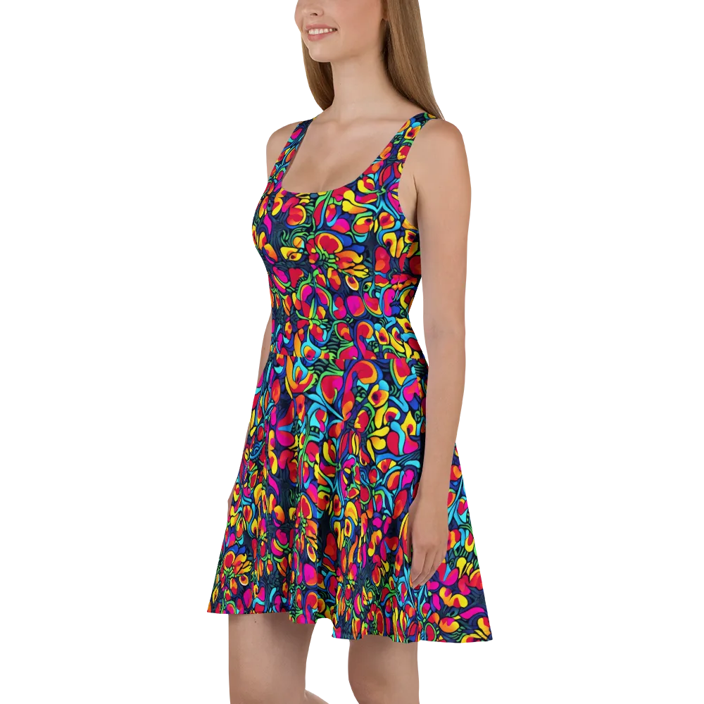 Neon Garden on Skater Dress — Left