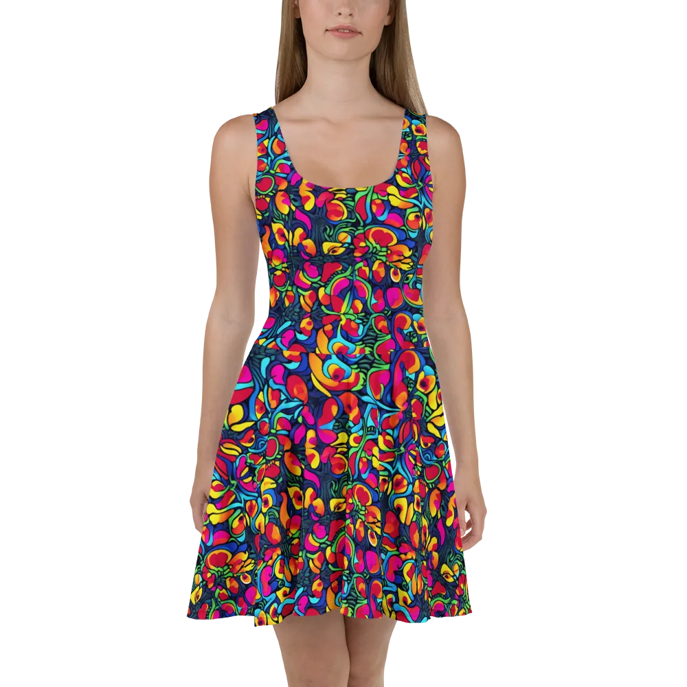 Neon Garden on Skater Dress — Front