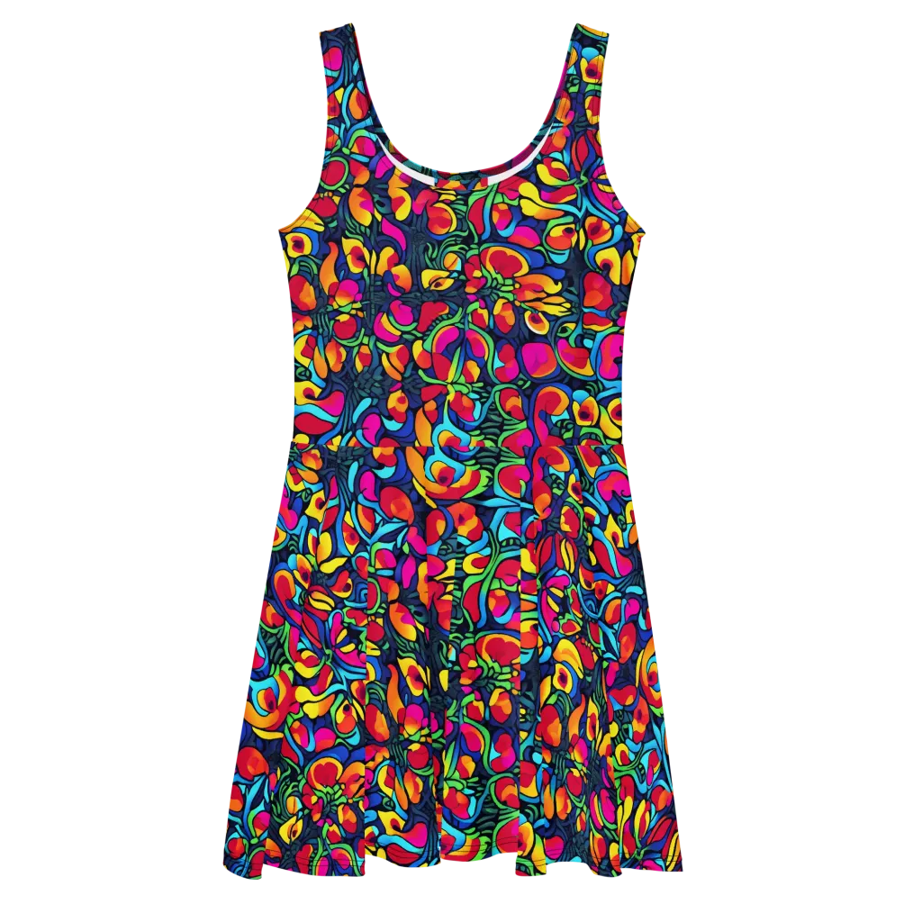 Neon Garden on Skater Dress — Front