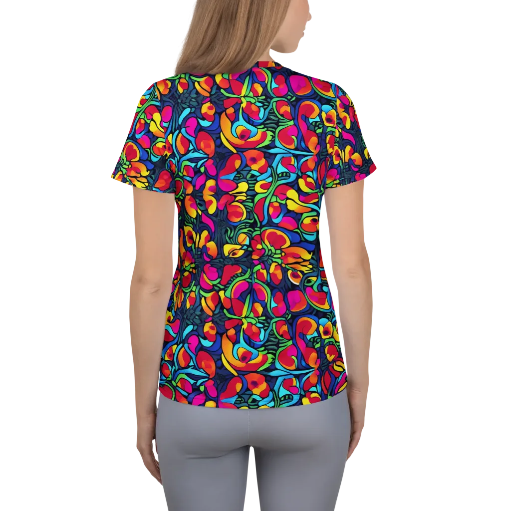 Neon Garden on Women's Athletic T-Shirt — Back