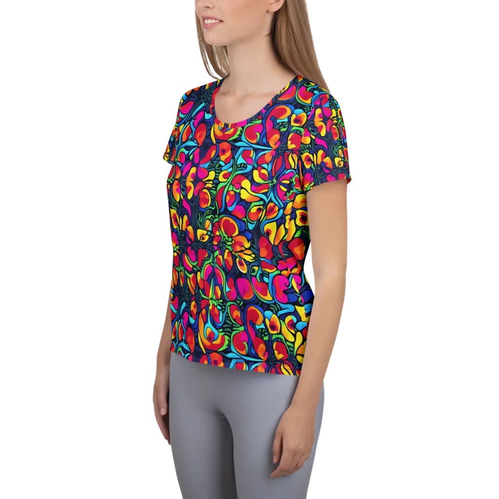 Neon Garden on Women's Athletic T-Shirt — Left