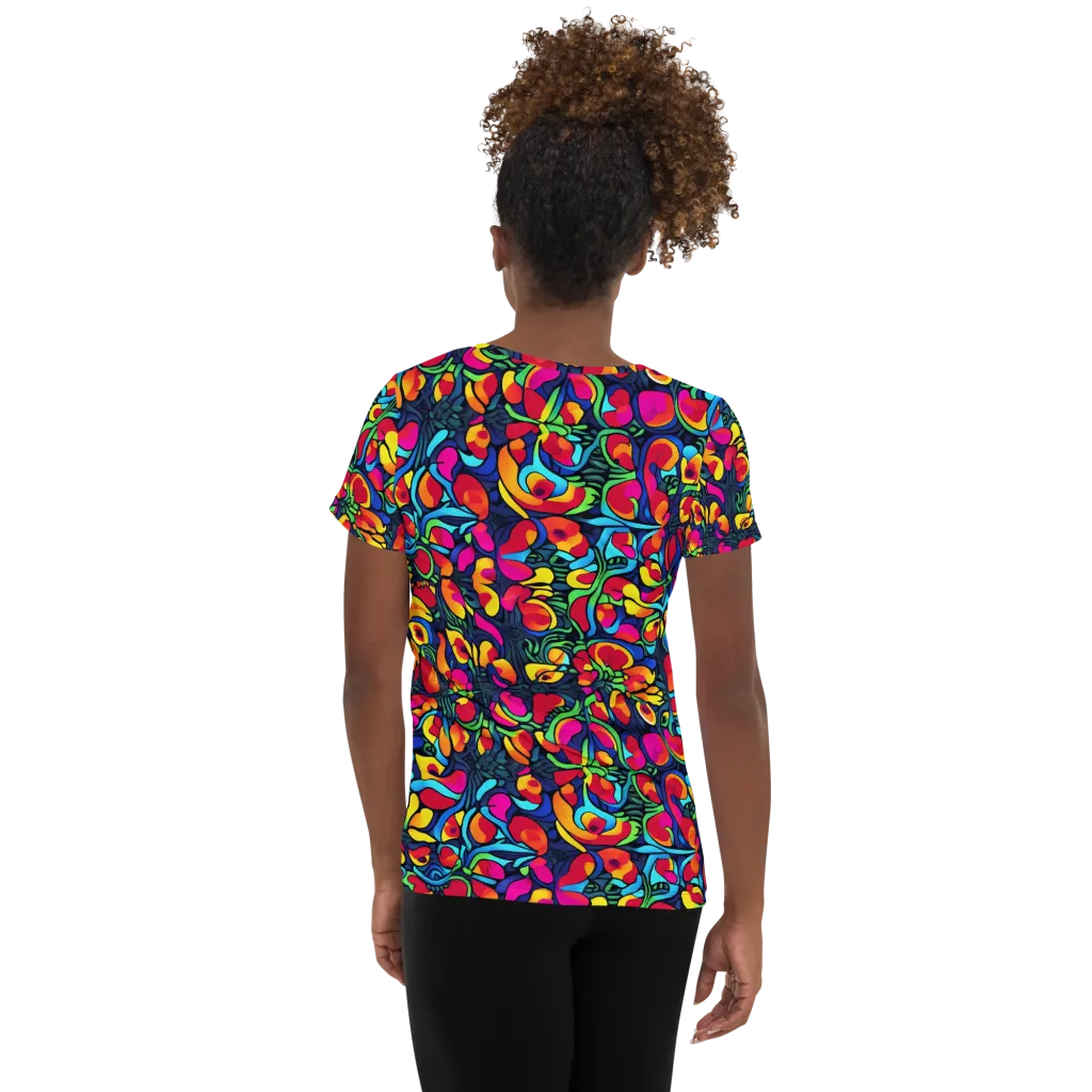 Neon Garden on Women's Athletic T-Shirt — Back