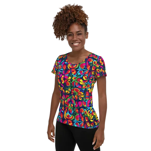 Neon Garden on a Women's Athletic T-Shirt
