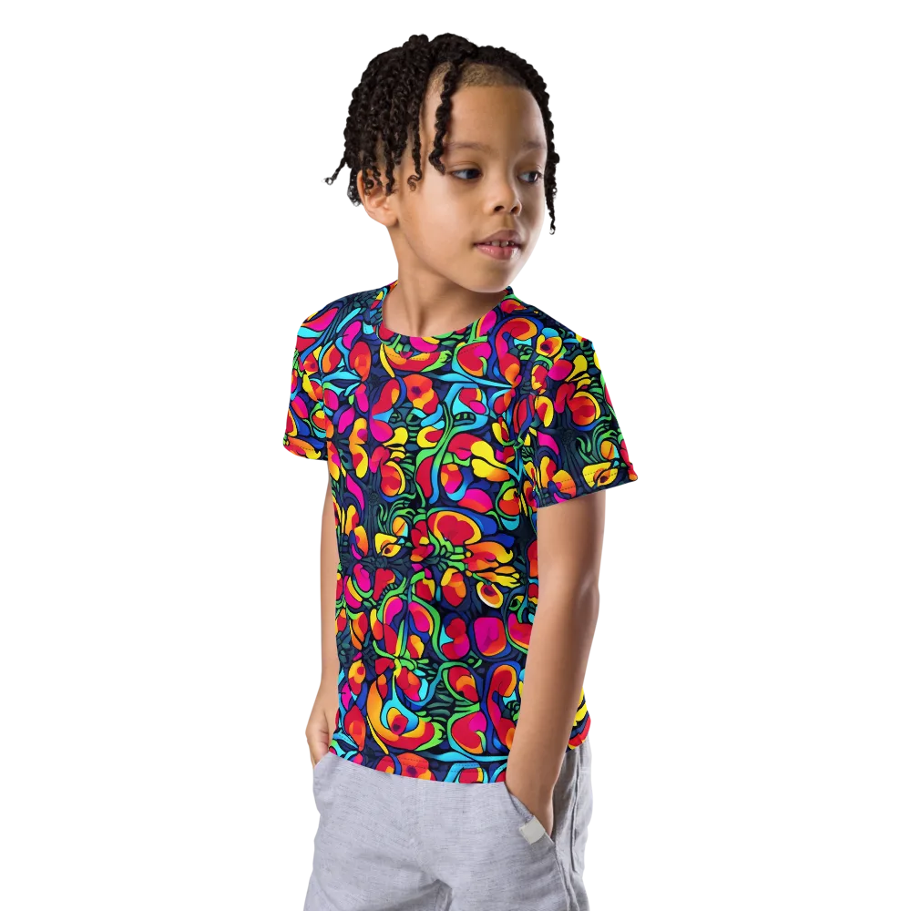 Neon Garden on Kids Crew Neck T-Shirt — Left Front