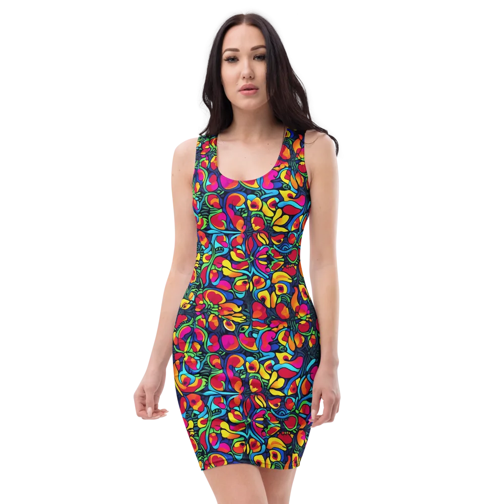 Neon Garden on Bodycon Dress — Front