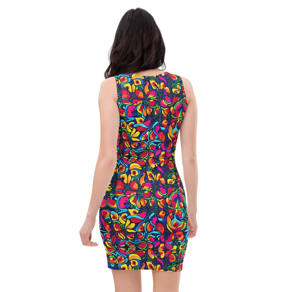 Neon Garden on Bodycon Dress — Back