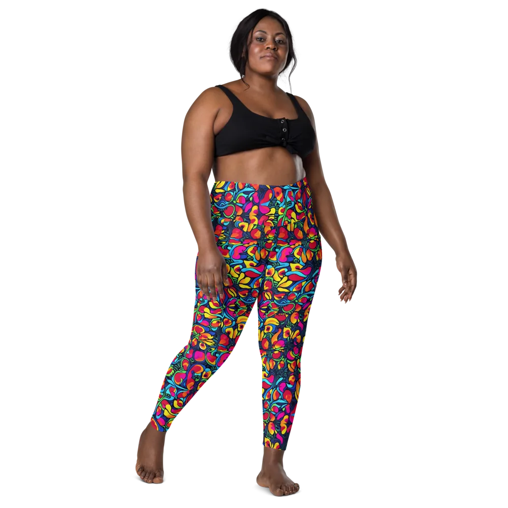 Neon Garden on Leggings with Pockets — Front
