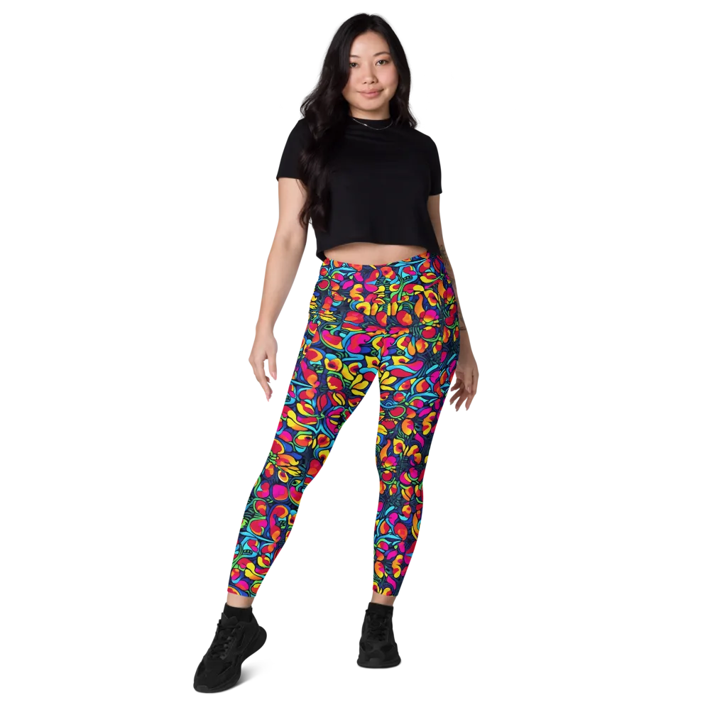 Neon Garden on Leggings with Pockets — Front