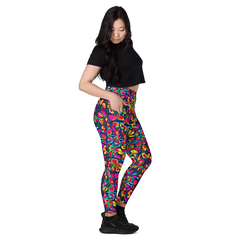 Neon Garden on Leggings with Pockets — Right
