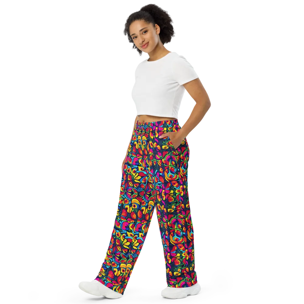 Neon Garden on Wide-Leg Pants — Left Front