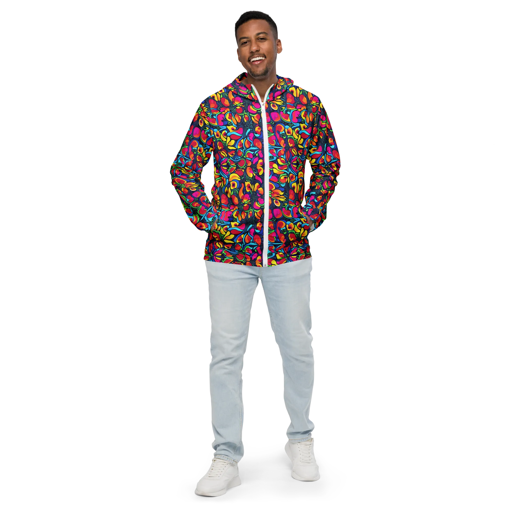 Neon Garden on Men's Windbreaker — Front