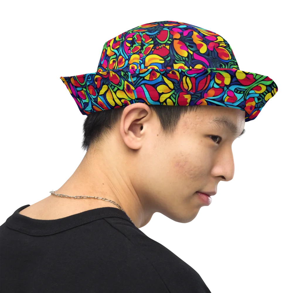 Neon Garden on Reversible Bucket Hat — Right Outside