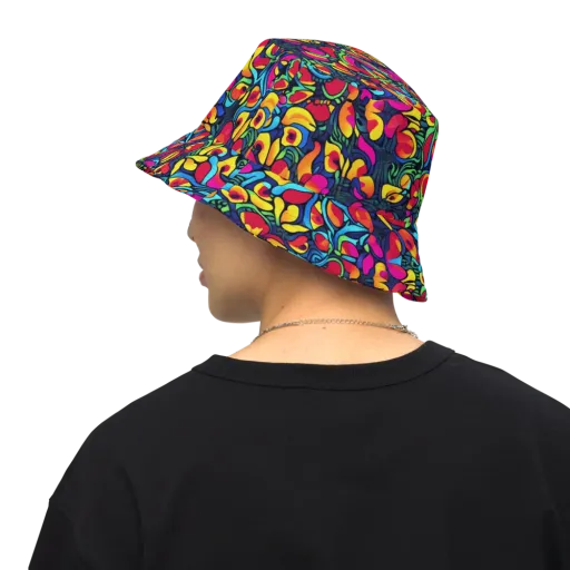 Neon Garden on a Reversible Bucket Hat