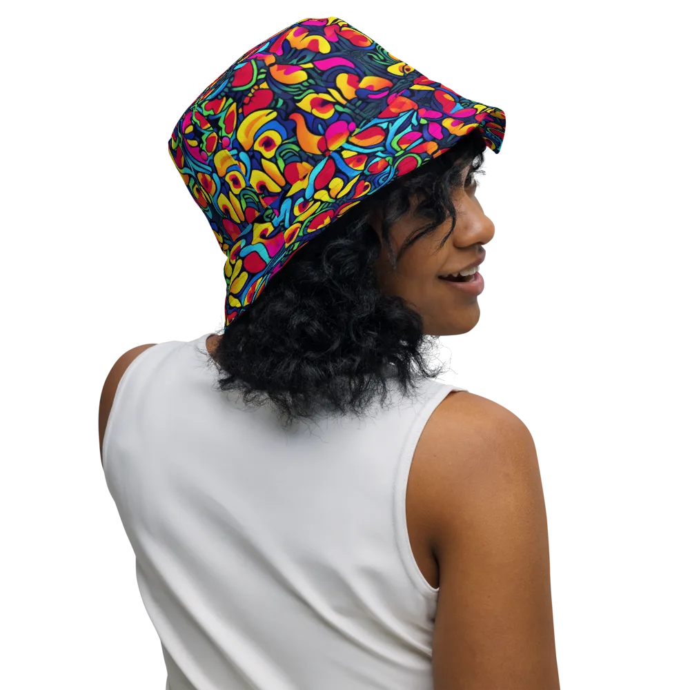 Neon Garden on Reversible Bucket Hat — Right Outside