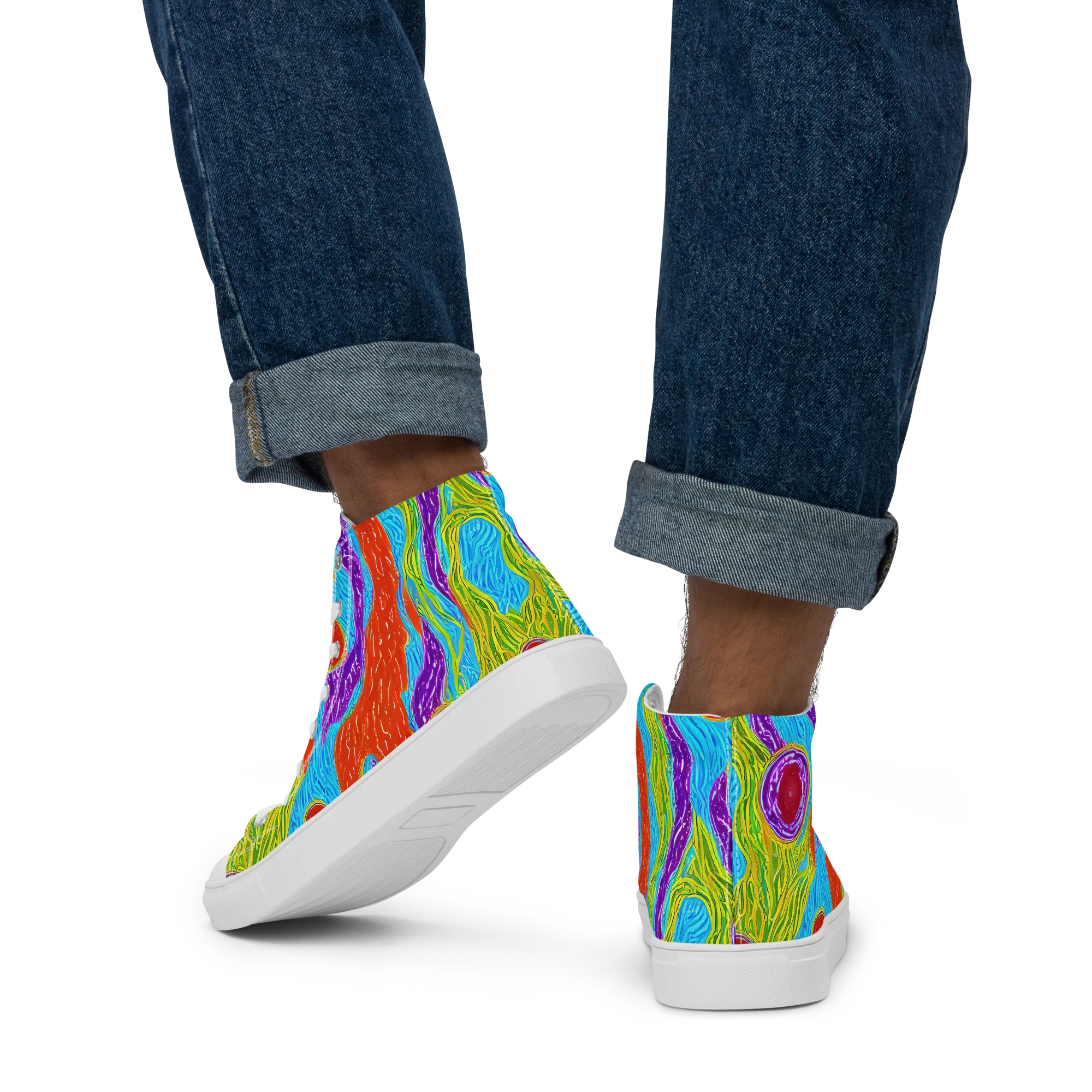 Chromatic Harvest on Men's High Top Canvas Shoes — Back