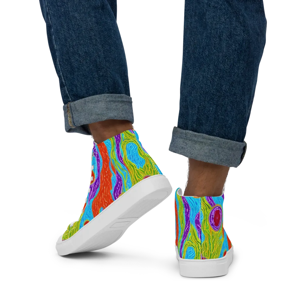 Chromatic Harvest on Men's High Top Canvas Shoes — Back