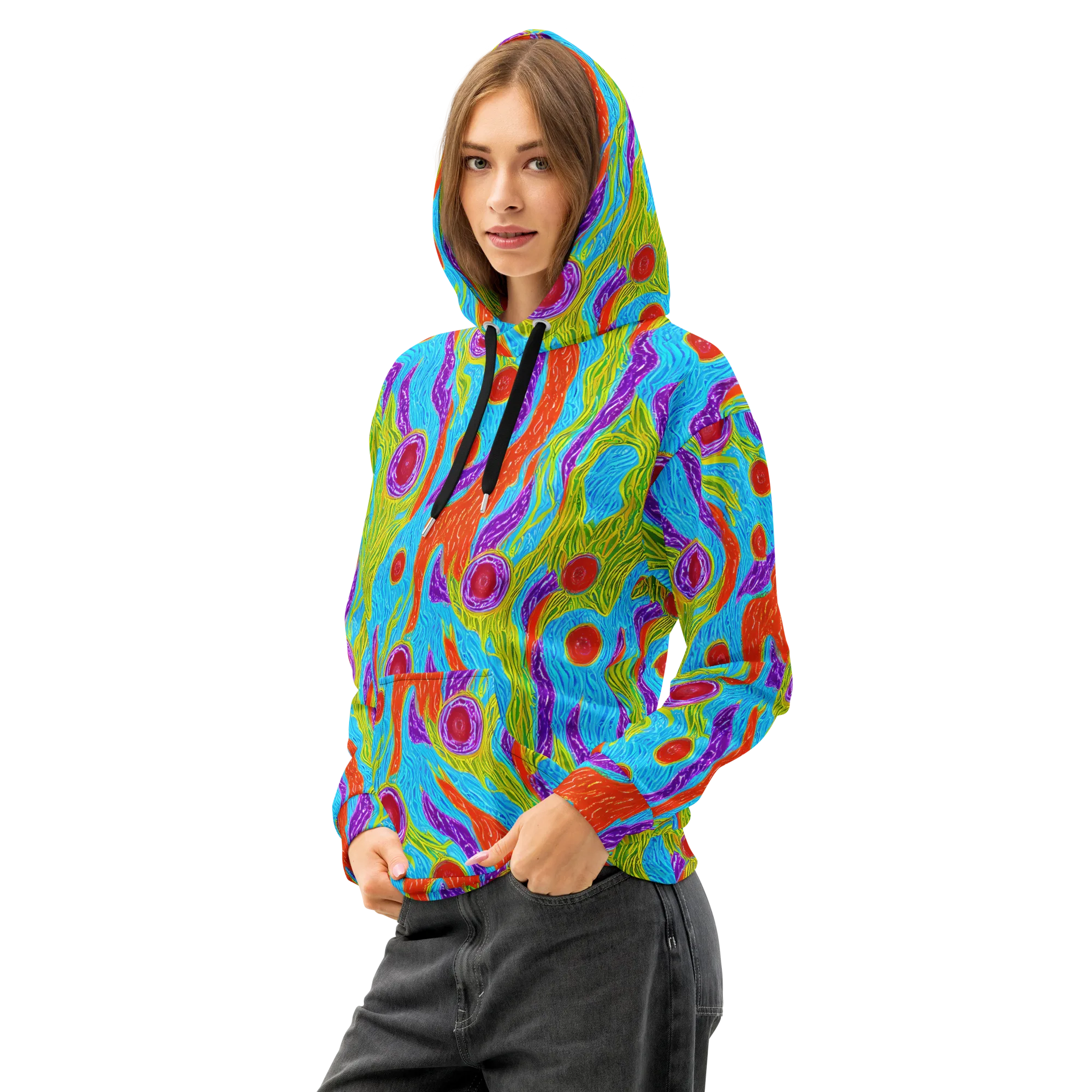 Chromatic Harvest on Cotton Hoodie — Left Front