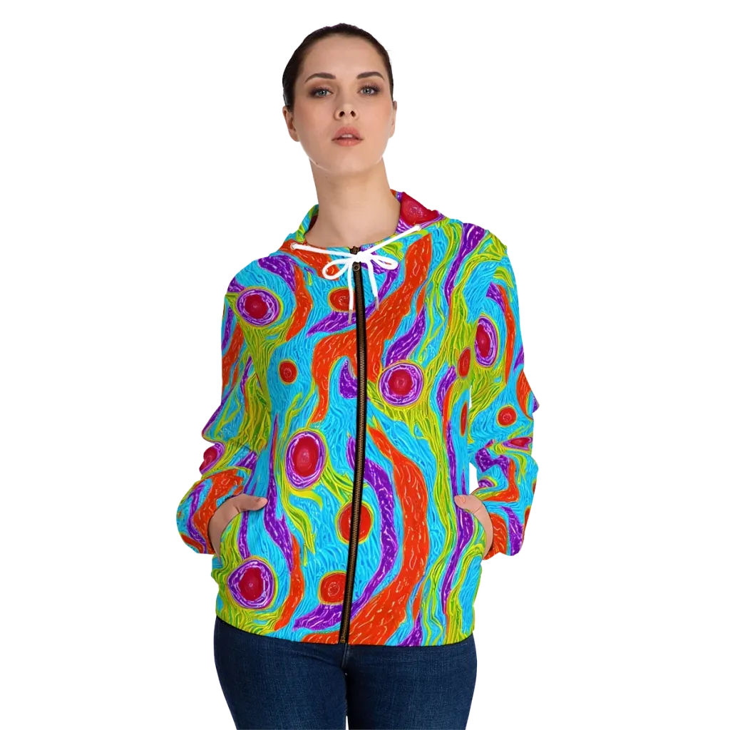 Chromatic Harvest on Women's Full-Zip Hoodie — Front On Person