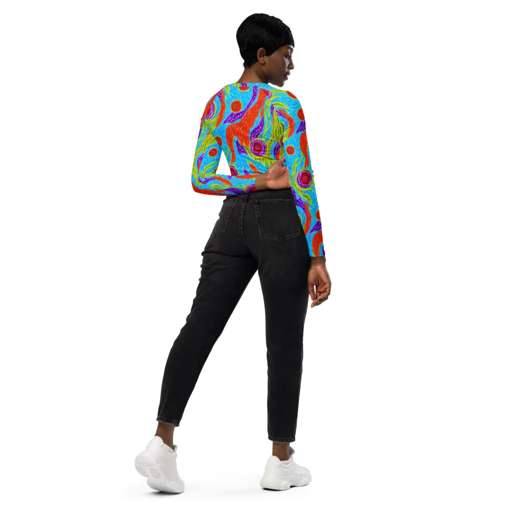 Chromatic Harvest on Long Sleeve Crop Top — Right Back