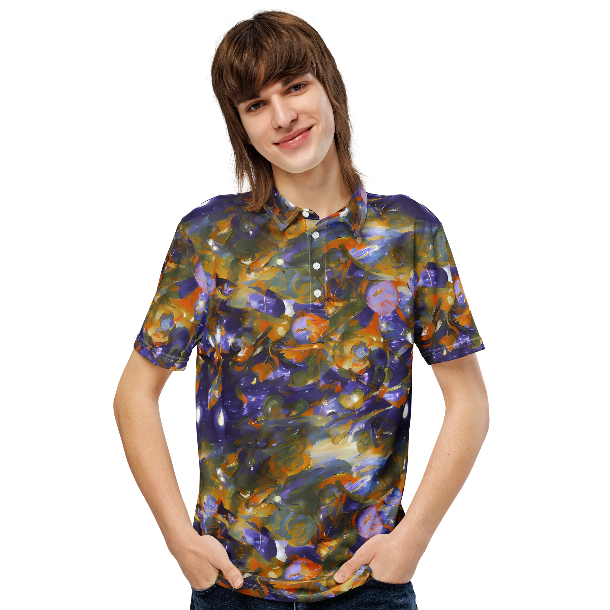 Electric Alchemy on Men's Slim Fit Polo Shirt — Front