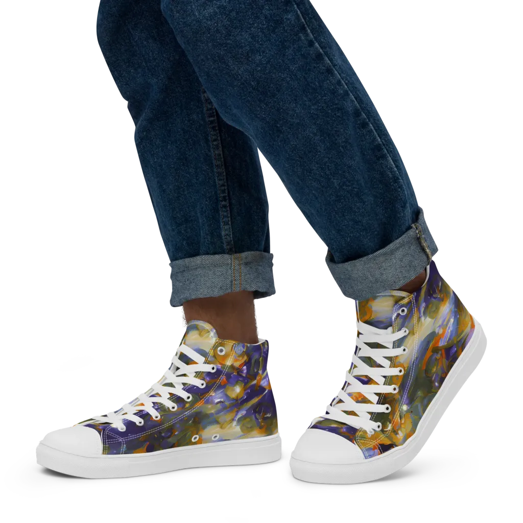 Electric Alchemy on Men's High Top Canvas Shoes — Left