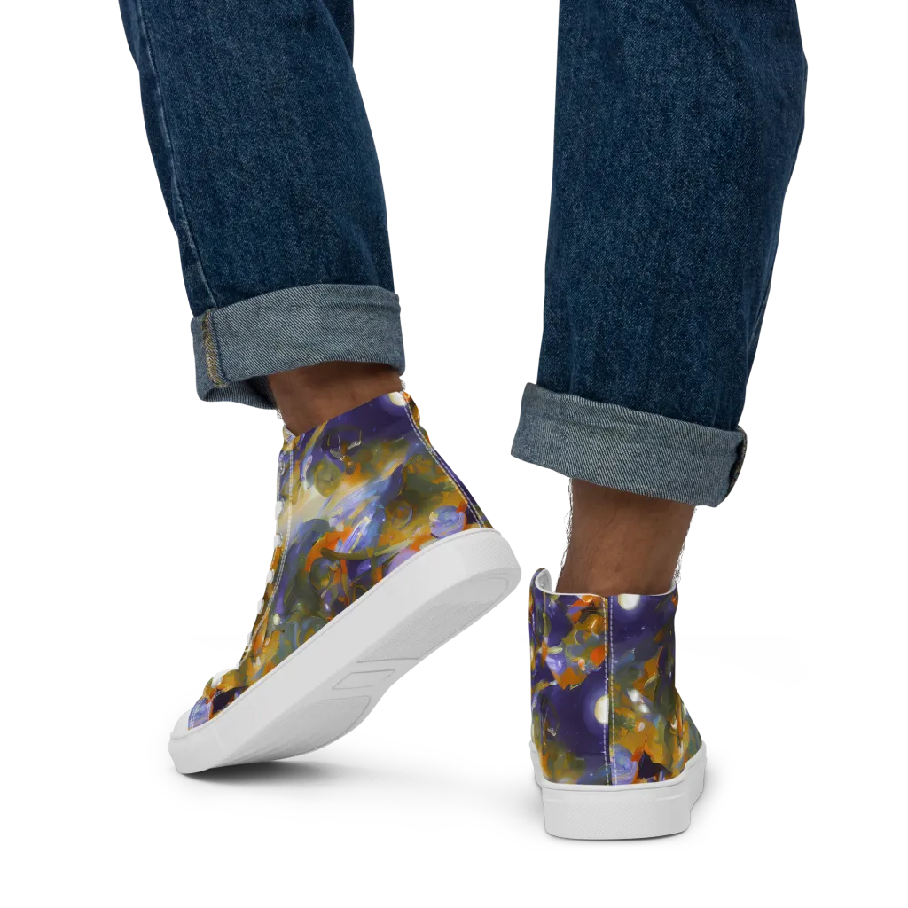 Electric Alchemy on Men's High Top Canvas Shoes — Back