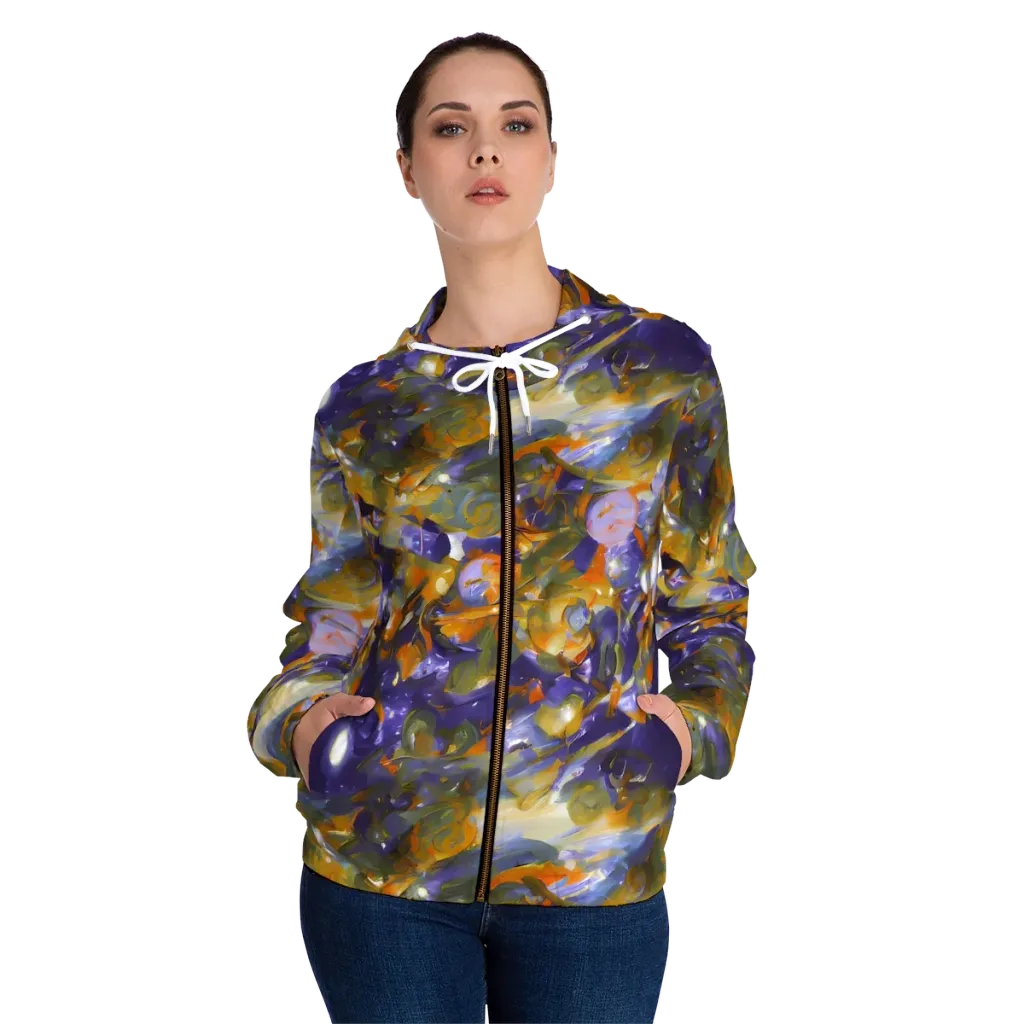 Electric Alchemy on Women's Full-Zip Hoodie — Front On Person