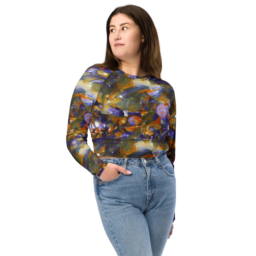 Electric Alchemy on Long Sleeve Crop Top — Front