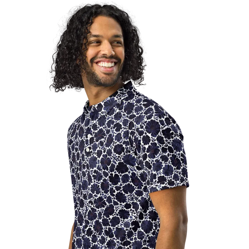 Indigo Bloomfield on Men's Slim Fit Polo Shirt — Left Front