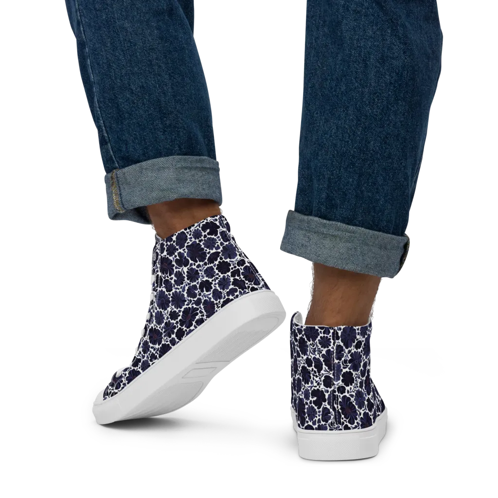 Indigo Bloomfield on Men's High Top Canvas Shoes — Back