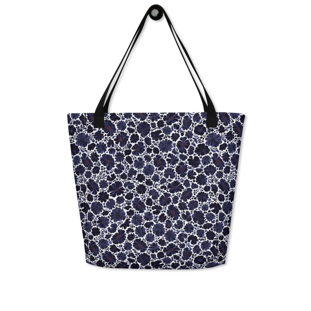 Indigo Bloomfield on Large Tote Bag W/ Pocket — Front