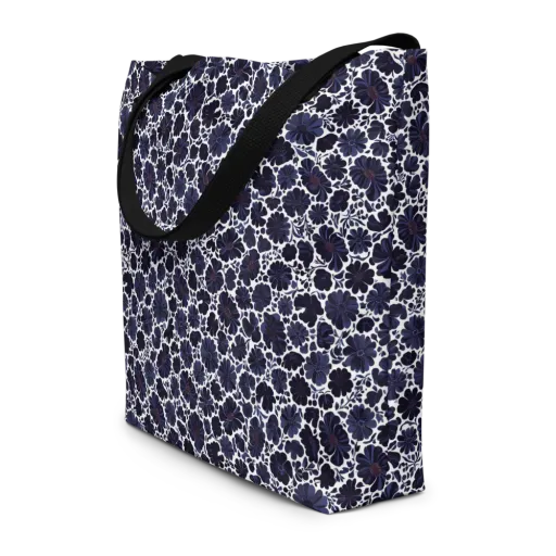 Indigo Bloomfield on a Large Tote Bag W/ Pocket