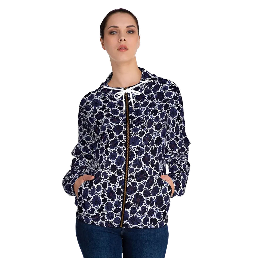 Indigo Bloomfield on Women's Full-Zip Hoodie — Front On Person
