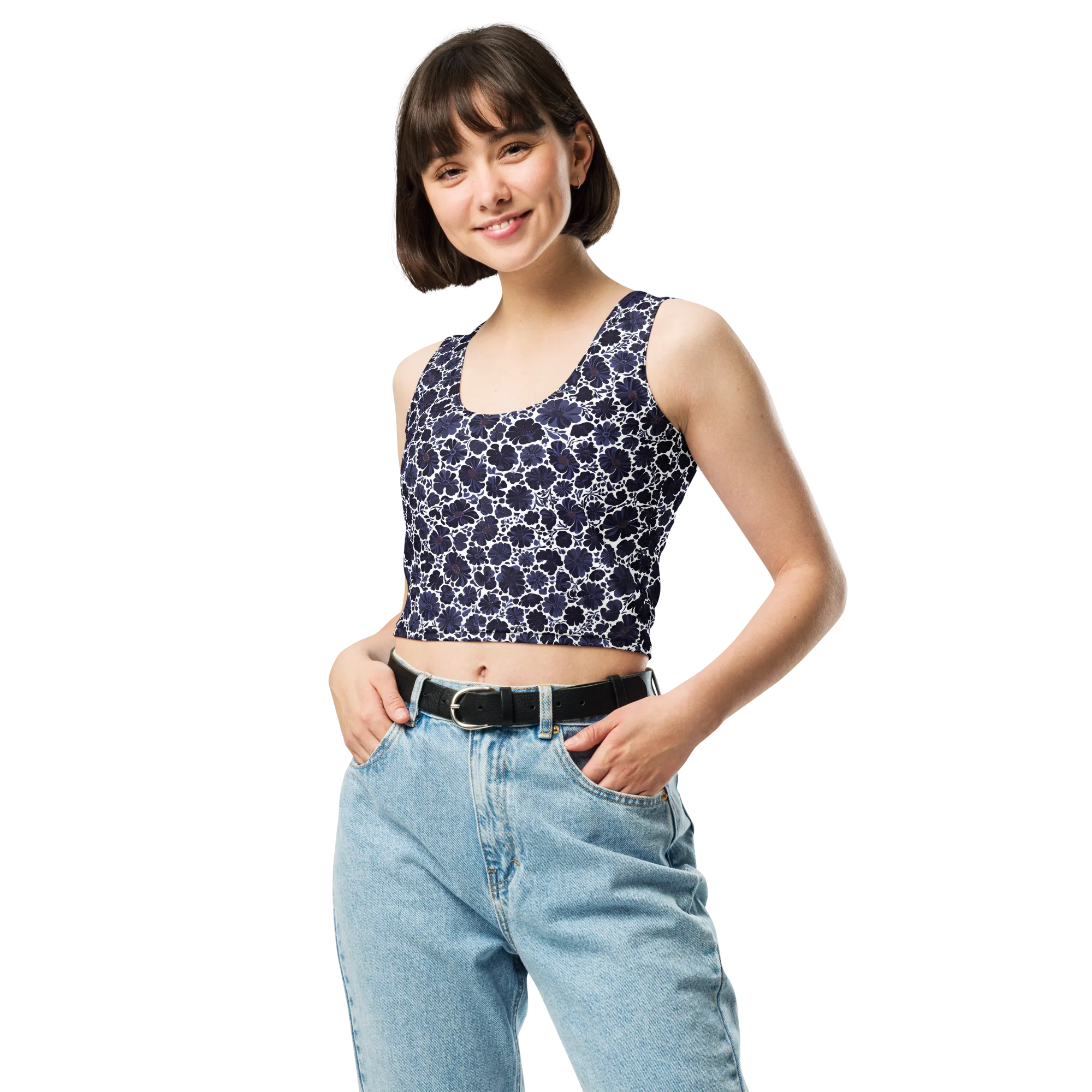 Indigo Bloomfield on Crop Top — Front