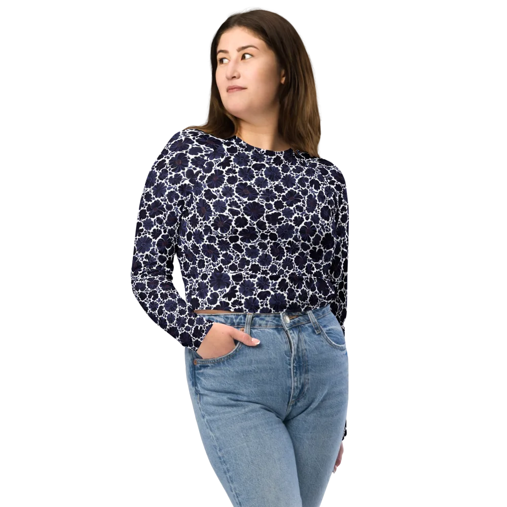 Indigo Bloomfield on Long Sleeve Crop Top — Front