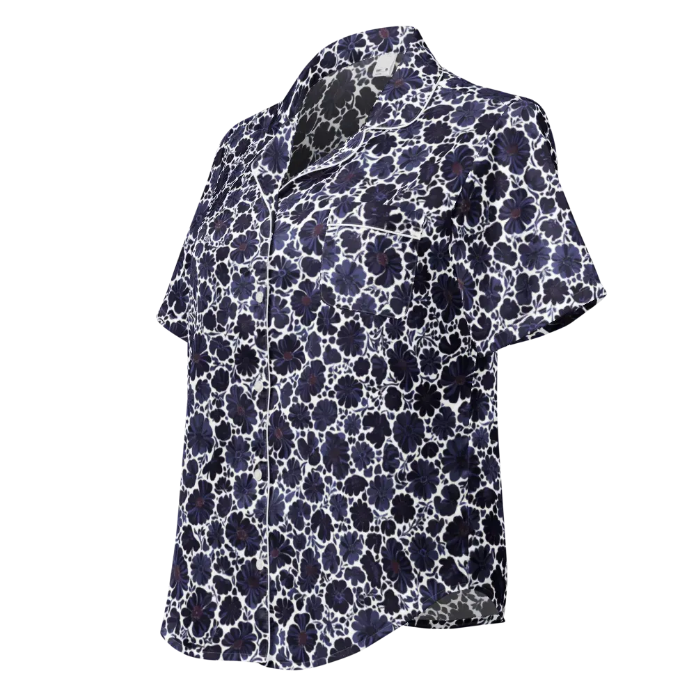 Indigo Bloomfield on Women's Short Sleeve Pajama Top — Left Front