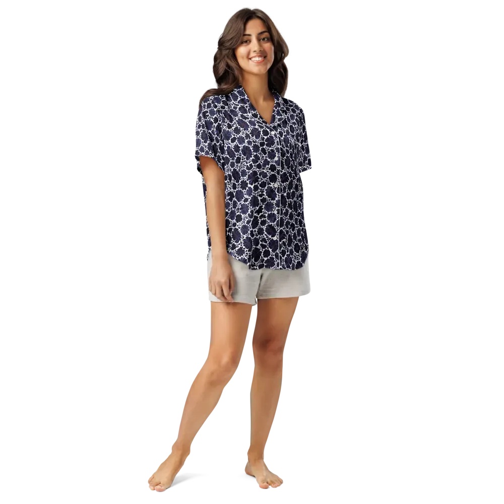 Indigo Bloomfield on Women's Short Sleeve Pajama Top — Front