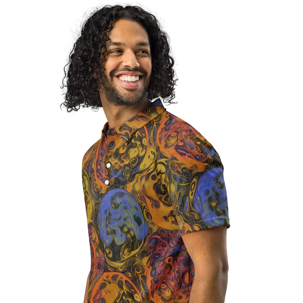 Molten Carnival on Men's Slim Fit Polo Shirt — Left Front