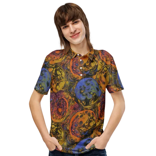 Molten Carnival on a Men's Slim Fit Polo Shirt
