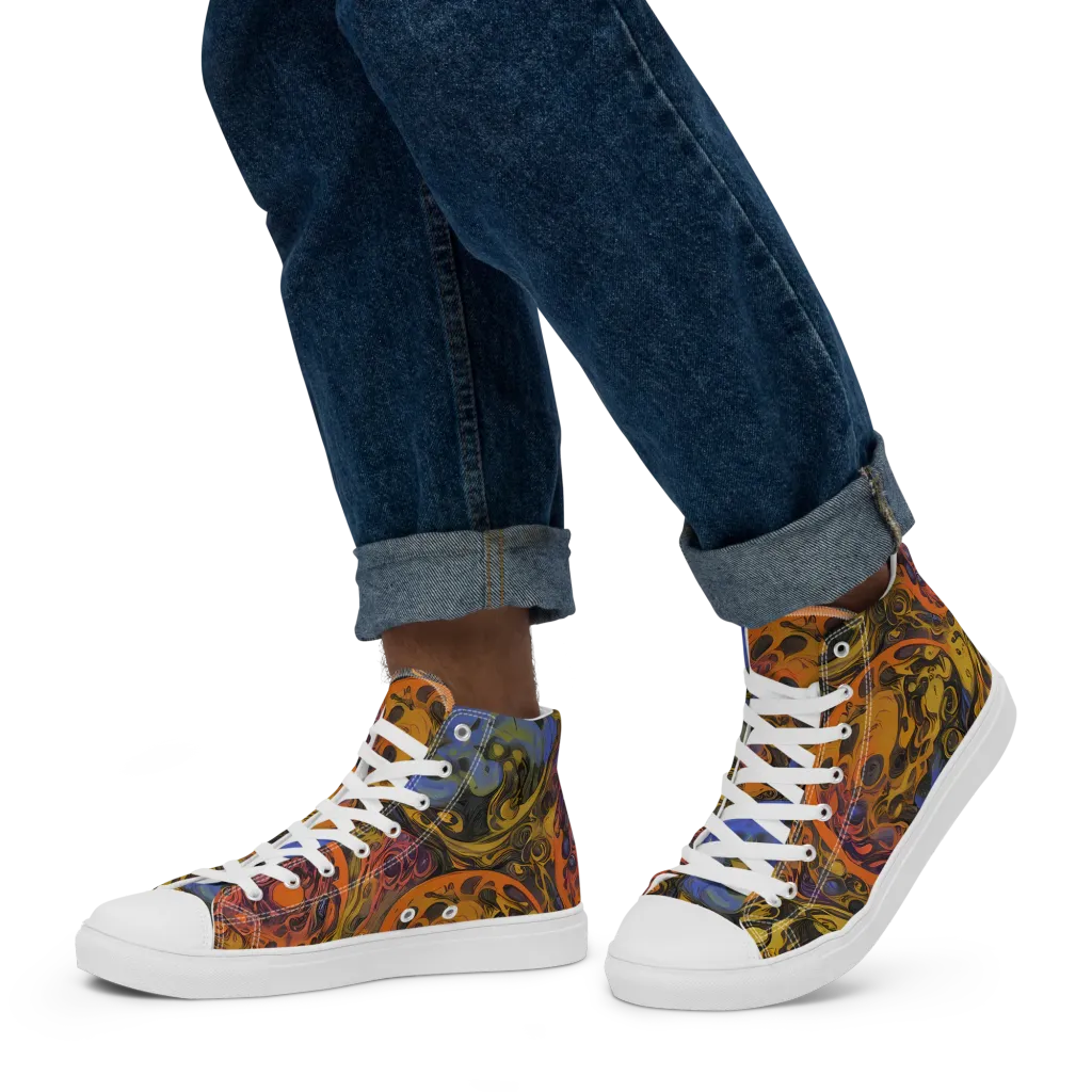 Molten Carnival on Men's High Top Canvas Shoes — Left