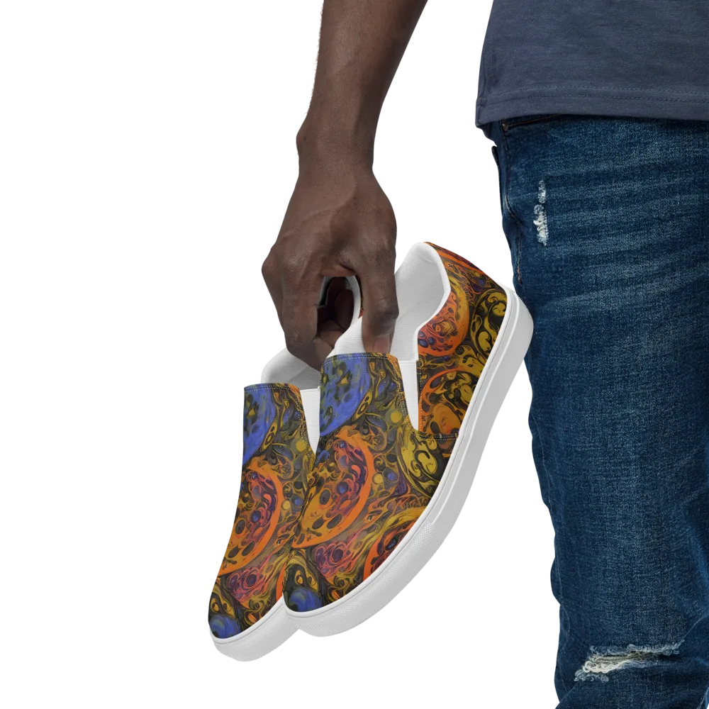Molten Carnival on Men's Slip-On Canvas Shoes — Left Front