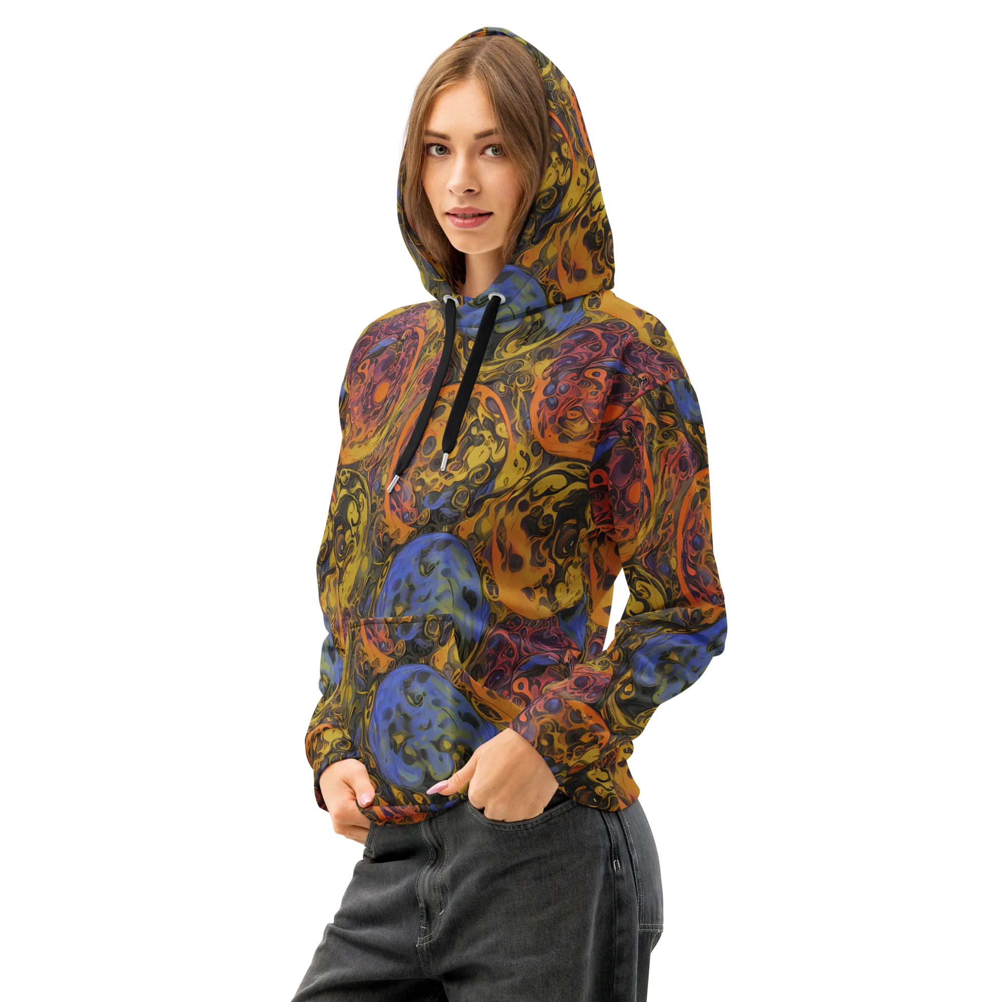 Molten Carnival on Cotton Hoodie — Left Front