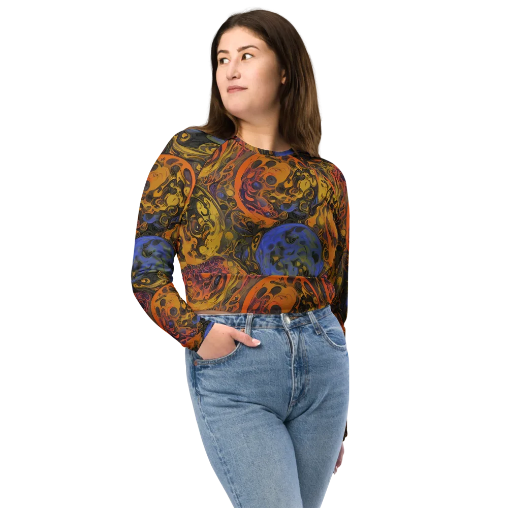 Molten Carnival on Long Sleeve Crop Top — Front
