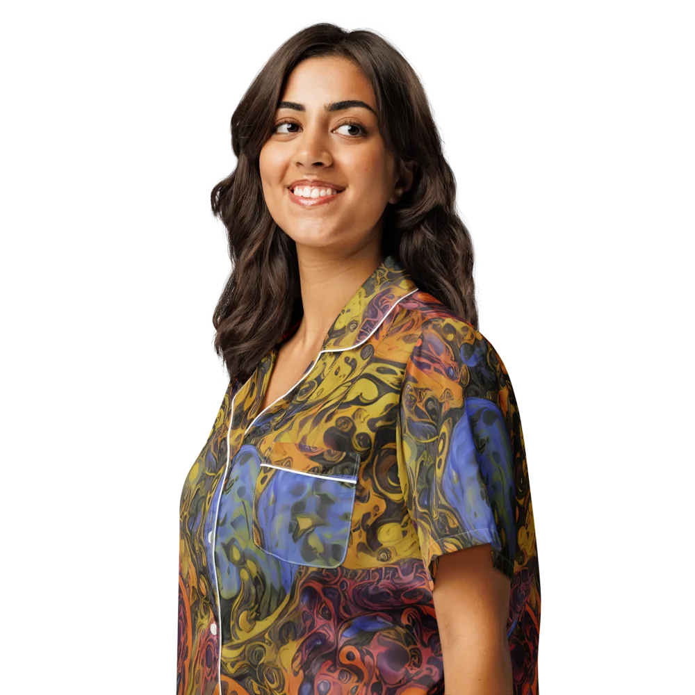 Molten Carnival on Women's Short Sleeve Pajama Top — Left Front